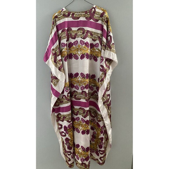 Vintage Winlar Caftan OS Kaftan Ribbon Floral Maxi Dress Boho Beach Mrs Roper - Picture 10 of 14